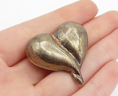 925 Sterling Silver  Vintage Dark Tone Hollow Love Heart Slide Pendant  PT5243