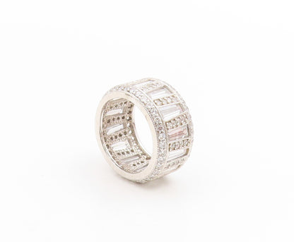 925 Sterling Silver Vintage Ring CZ Channel Set Eternity Band  Sz 6  RG33978