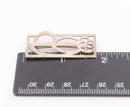 ENGLAND 925 Sterling Silver  Vintage Shiny Smooth Outline Brooch Pin  BP8336