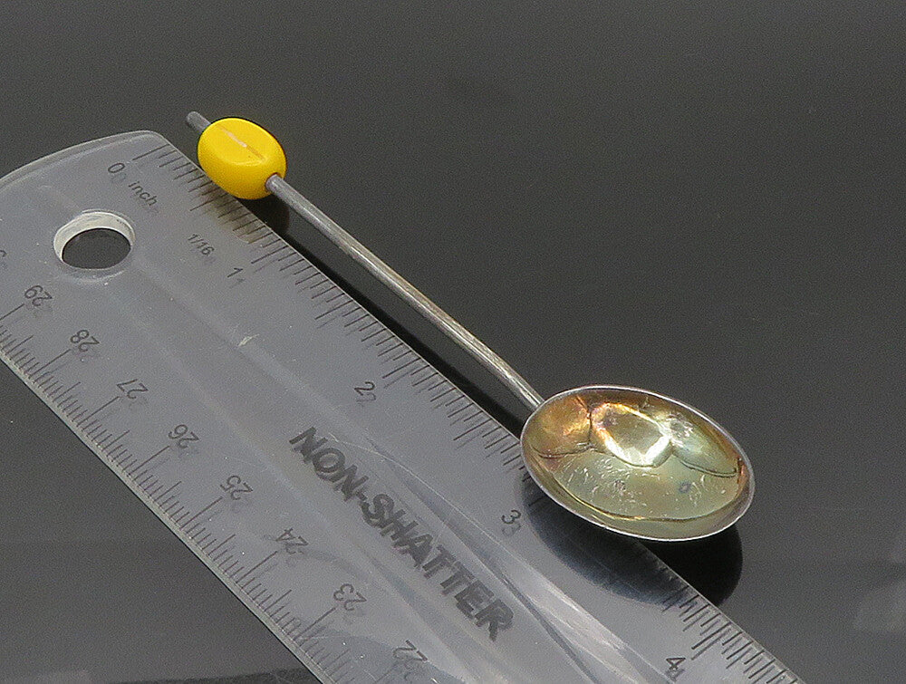 ENGLAND 925 Silver  Vintage Five Piece Yellow Enamel Rainbow Spoon Set  TR3312