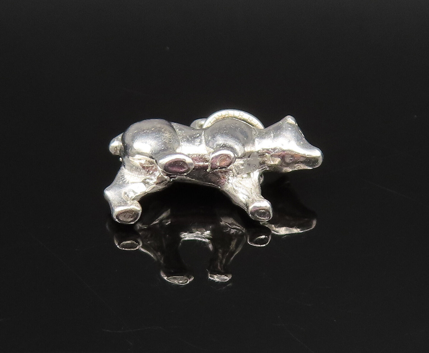 925 Sterling Silver  Vintage Sculpted Polar Bear Charm Pendant  PT20959