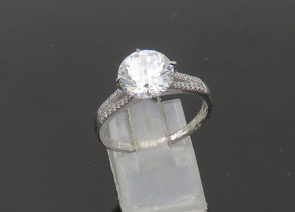 STAUER 925 Silver  Vintage Cubic Zirconia Solitaire Accent Ring Sz 10  RG21094