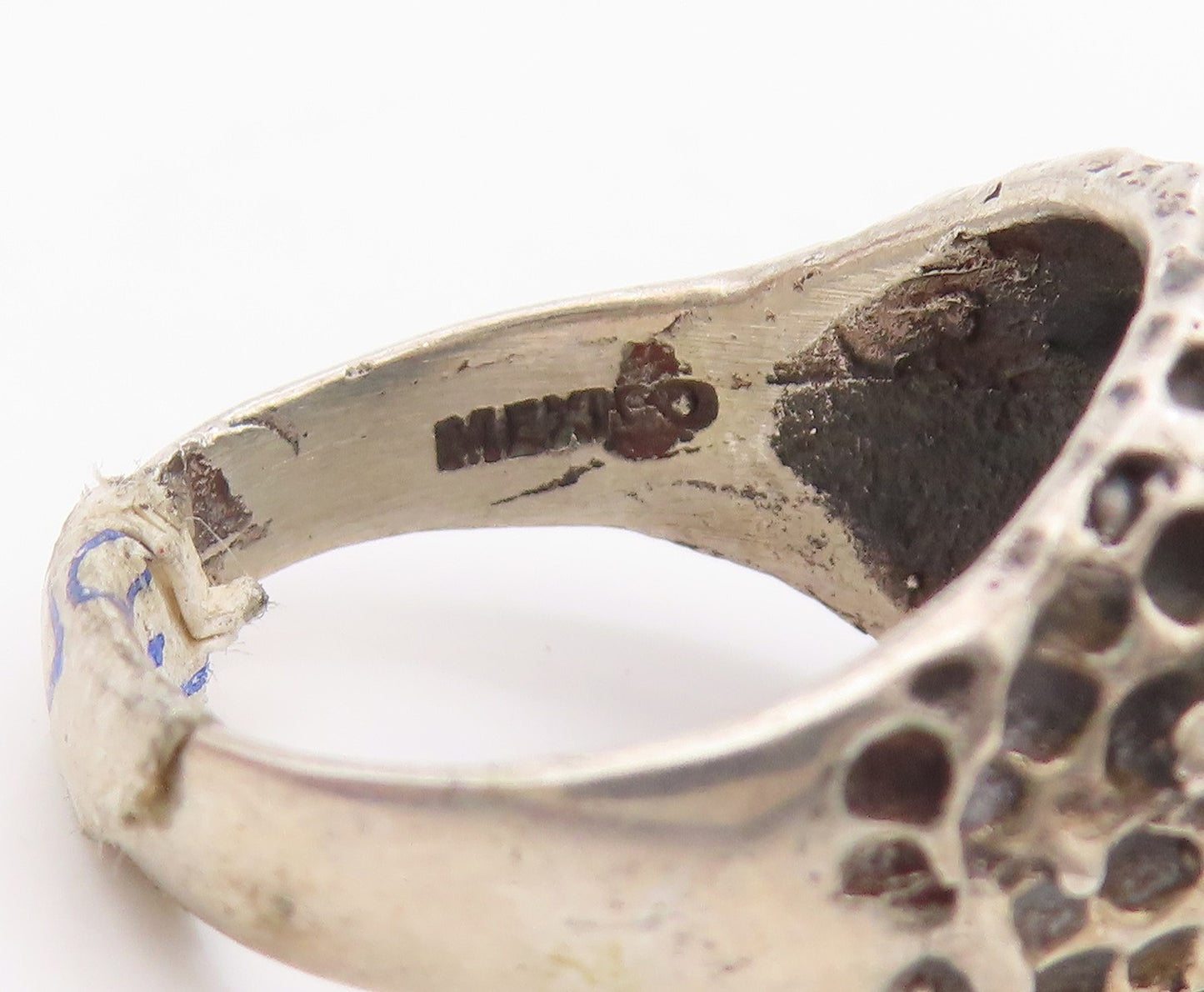 925 Sterling Silver Vintage Ring Cabochon Turquoise Eyed Owl Design Sz 9 RG33283