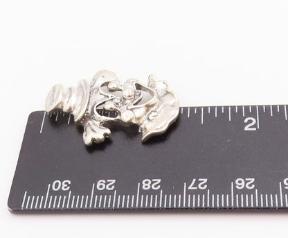 925 Sterling Silver Vintage Pendant Happy Joker Face Cutout  PT24377