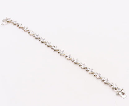 925 Sterling Silver Vintage Bracelet Triangle & Round Cut Topaz BT10858
