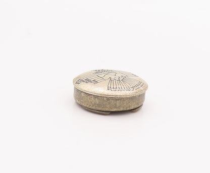 925 Sterling Silver Vintage Button Cover NAVAJO Etched Southwestern TR3725