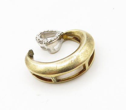 925 Sterling Silver   Genuine Diamond Crescent Moon & Heart Pendant  PT12777