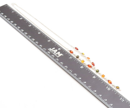 925 Sterling Silver  Multi Shape Amber Petite Curb Link Chain Necklace  NE1737