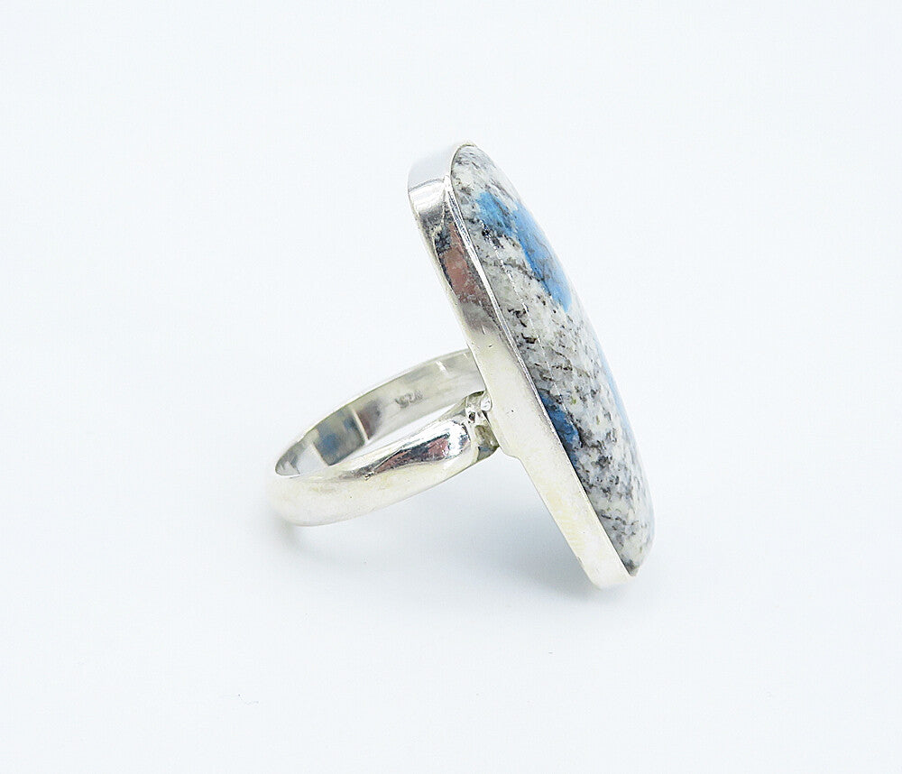 925 Sterling Silver Multi Color Spotted Jasper Cocktail Ring Sz 6.5 RG8336