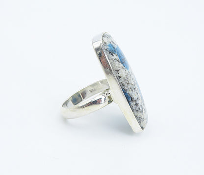 925 Sterling Silver Multi Color Spotted Jasper Cocktail Ring Sz 6.5 RG8336