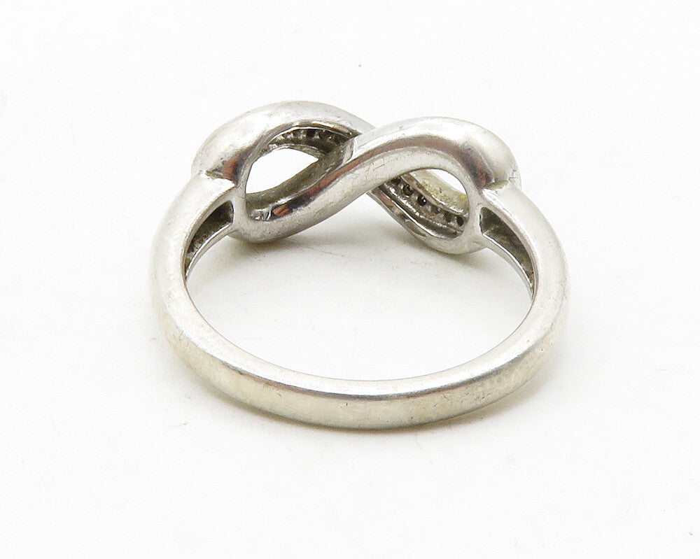 925 Silver  Vintage Genuine Black & White Diamonds Band Ring Sz 7  RG13644