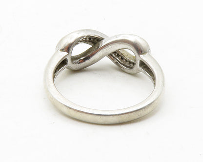 925 Silver  Vintage Genuine Black & White Diamonds Band Ring Sz 7  RG13644