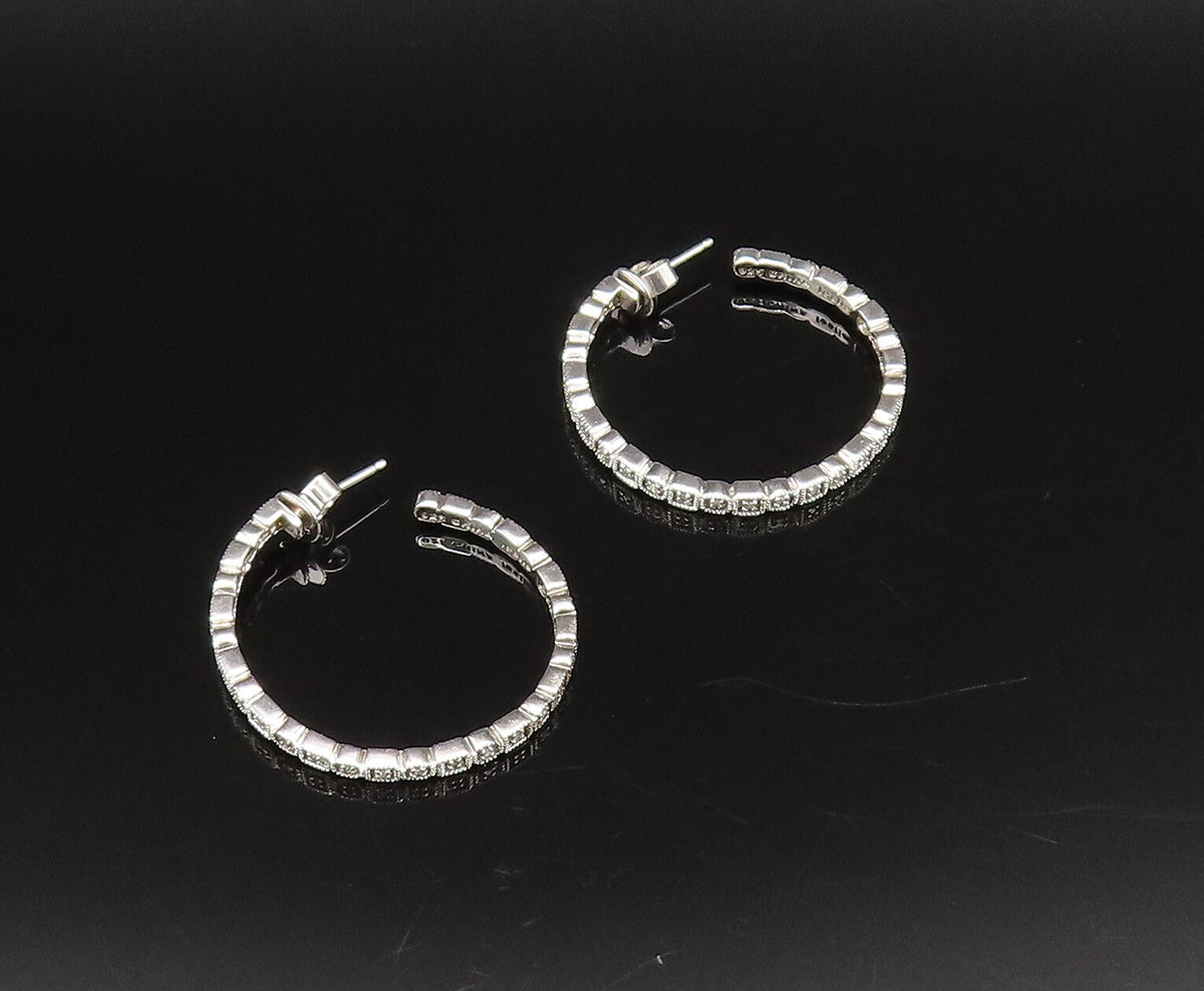 925 Silver  Vintage Genuine Diamonds Square & Round Pattern Earrings  EG12180