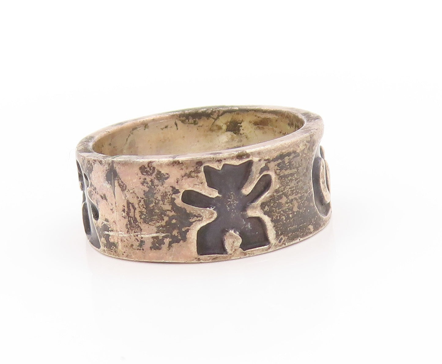 925 Sterling Silver Vintage Ring MEXICO Enameled Boots Children  Sz 7  RG32919