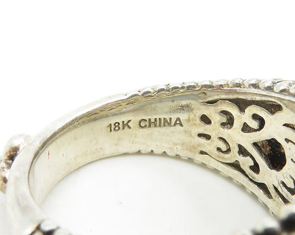 BARBARA BIXBY 925 Silver & 18K GOLD  Vintage Topaz Band Ring Sz 8  RG18436