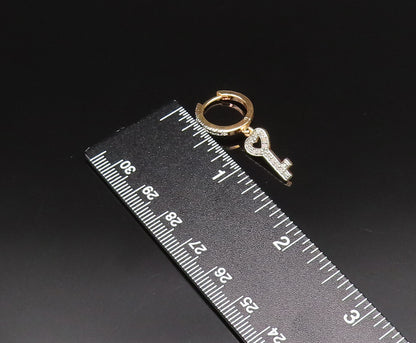 925 Silver  Vintage Gold Plated Genuine Diamonds Love Key Earrings  EG12071