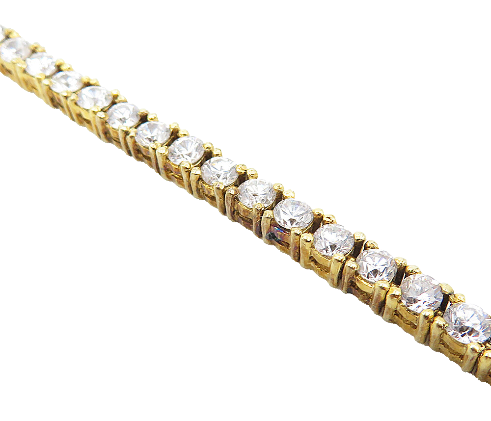 925 Sterling Silver  Cubic Zirconia Shiny Gold Plated Tennis Bracelet  BT3909