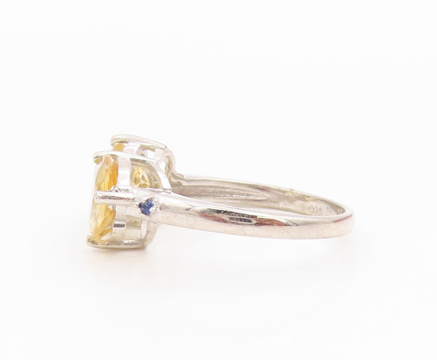 925 Sterling Silver Vintage Ring Elegant Citrine Statement Band  Sz 7.5  RG36135