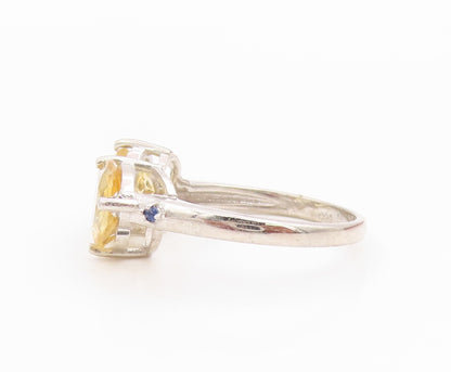 925 Sterling Silver Vintage Ring Elegant Citrine Statement Band  Sz 7.5  RG36135