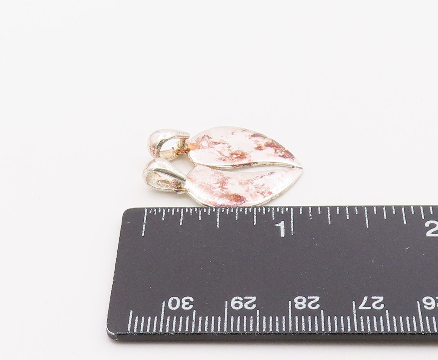 925 Sterling Silver  Vintage Shiny Split Love Heart Drop Pendant  PT18611