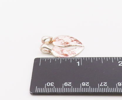 925 Sterling Silver  Vintage Shiny Split Love Heart Drop Pendant  PT18611