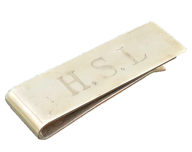 TIFFANY & CO. 925 Sterling Silver Vintage Shiny Initials Money Clip  TR2972