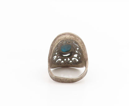 925 Sterling Silver Vintage Ring OR PAZ ISRAEL Cabochon Gemstone  Sz 8  RG34486