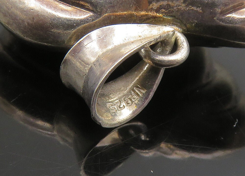 925 Sterling Silver  Vintage Shiny Fluted Hollow Love Heart Pendant  PT19177