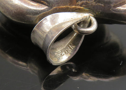 925 Sterling Silver  Vintage Shiny Fluted Hollow Love Heart Pendant  PT19177