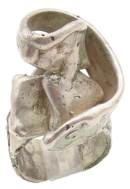 925 Sterling Silver Vintage Ring Solid Brutalist Design Band  Sz 6  RG34396