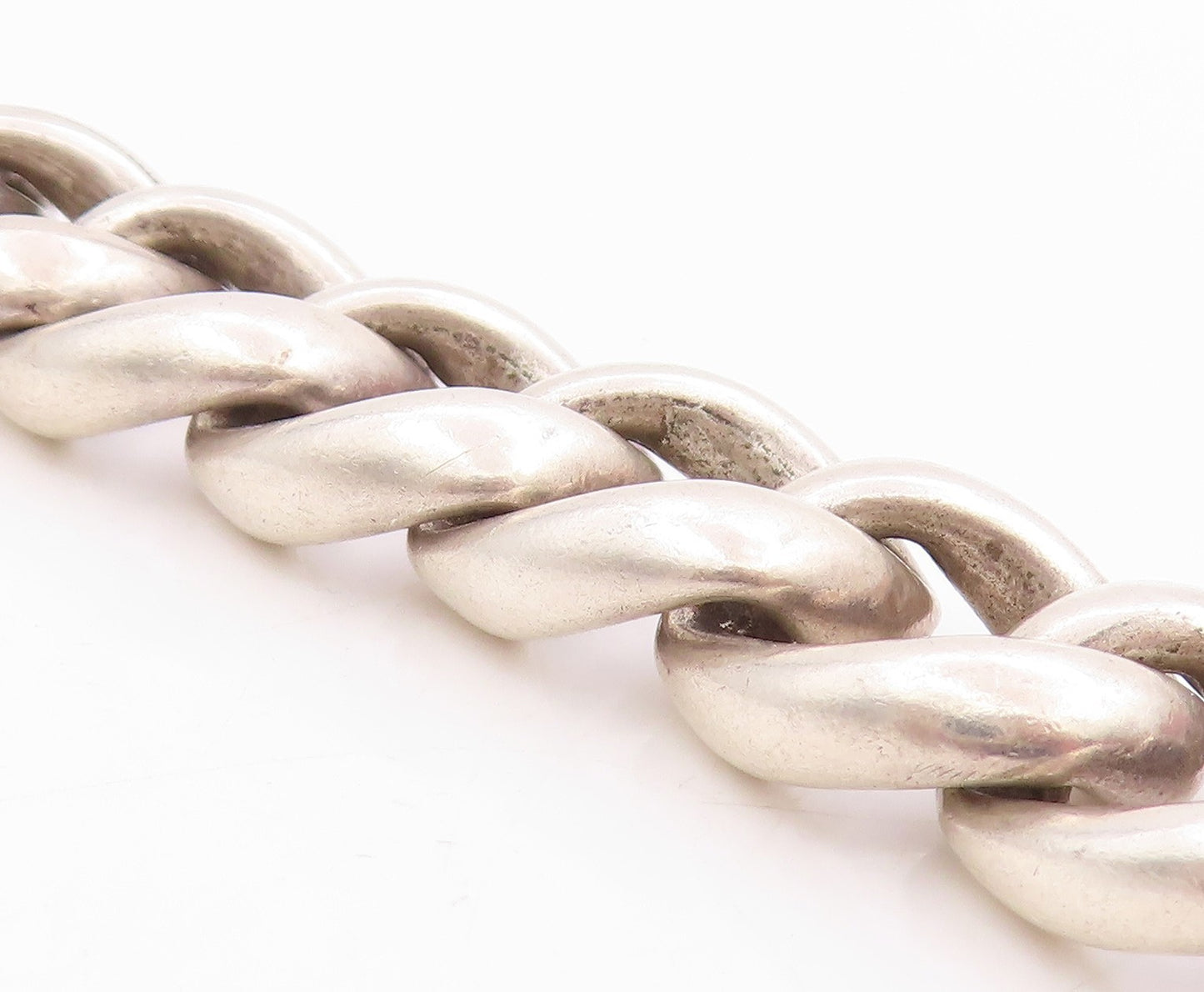 925 Sterling Silver Vintage Bracelet POLAND Chunky Curb Link Solid Chain BT11441