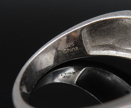 925 Silver  Vintage Multi Cubic Zirconia Marquise Frame Ring Sz 8  RG25807