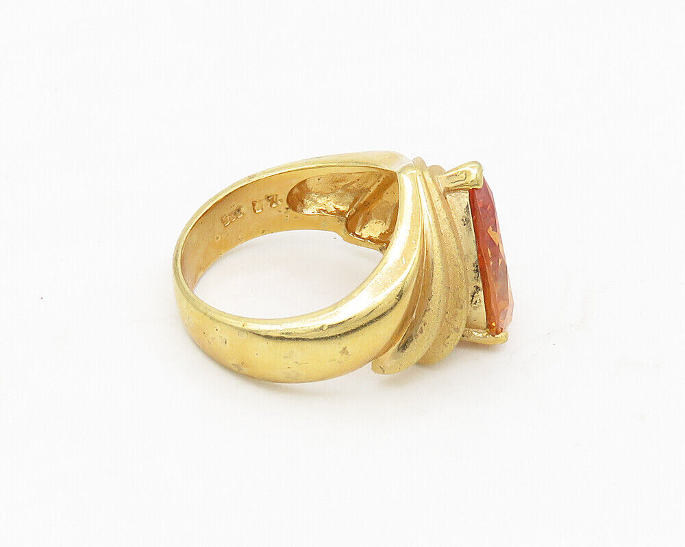 925 Sterling Silver  Tear Drop Citrine Gold Plated Cocktail Ring Sz 7  RG17312