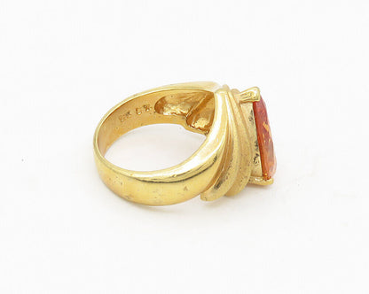 925 Sterling Silver  Tear Drop Citrine Gold Plated Cocktail Ring Sz 7  RG17312