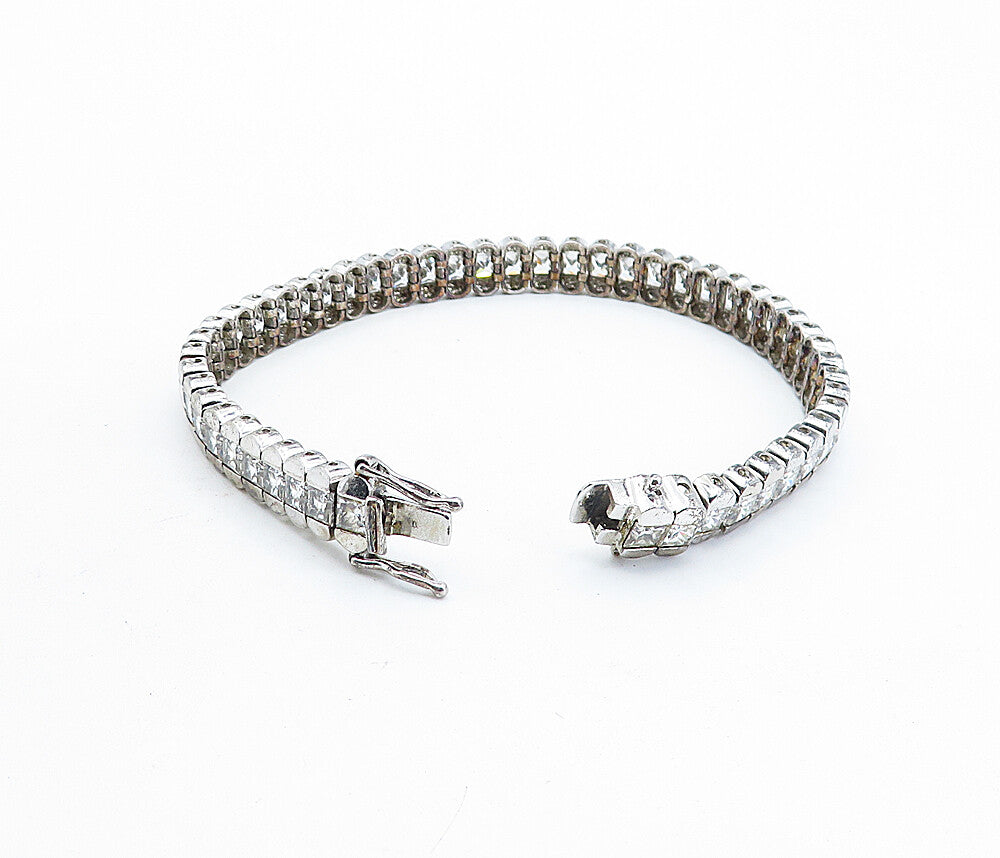 KOREA 925 Sterling Silver  Sparkling Cubic Zirconia Tennis Bracelet  BT2180