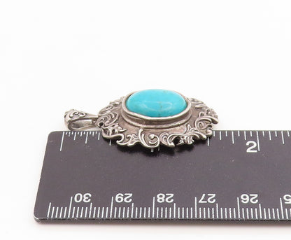 925 Sterling Silver Vintage Pendant ISRAEL Cabochon Turquoise Charm   PT26081