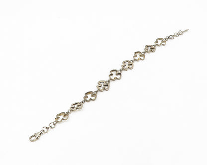 IRELAND 925 Silver  Vintage Dark Tone Open Clovers Chain Bracelet  BT7133