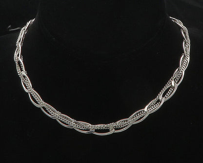 PIANEGONDA 925 Silver  Shiny Polished Pointed Oval Link Chain Necklace  NE2932