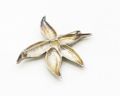 925 Sterling Silver  Vintage Shiny Single Flower Motif Brooch Pin  BP3687