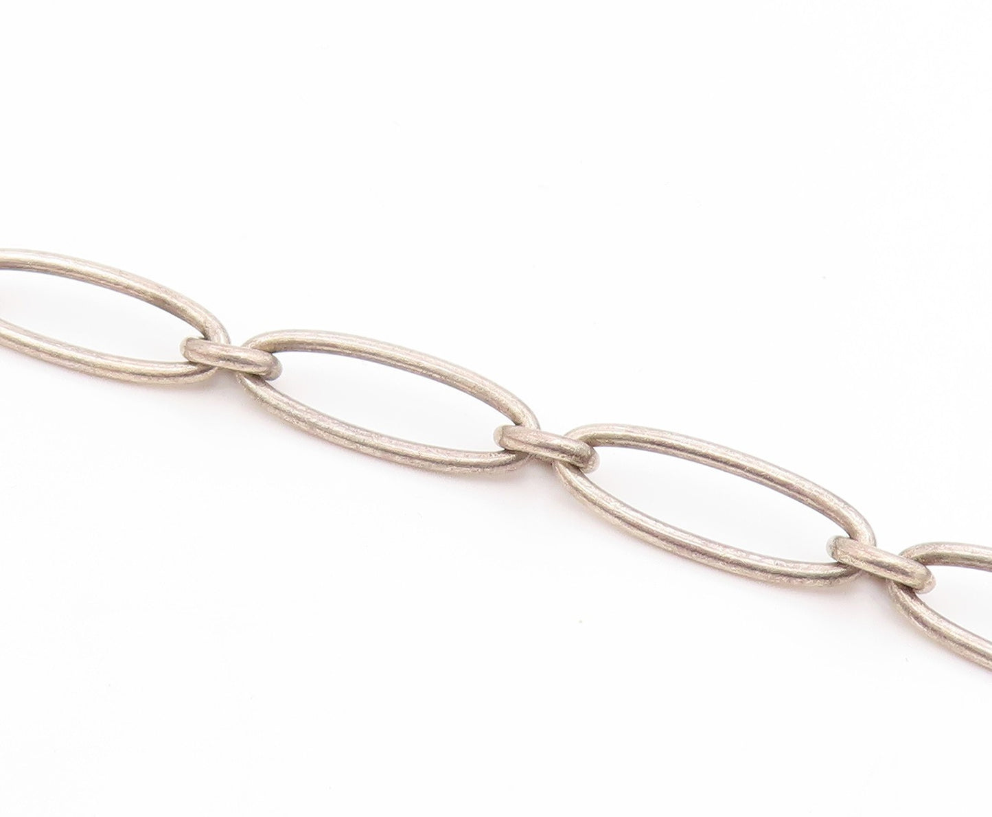 TIFFANY 925 Silver  Vintage Smooth Open Love Heart Chain Bracelet  BT7215