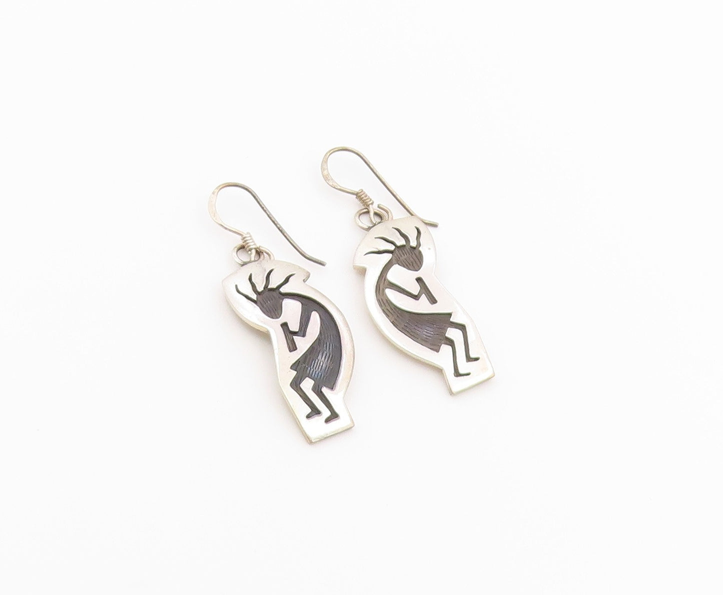 925 Sterling Silver Vintage Earrings FILBERT BROWN SOUTHWESTERN Dangle  EG14476