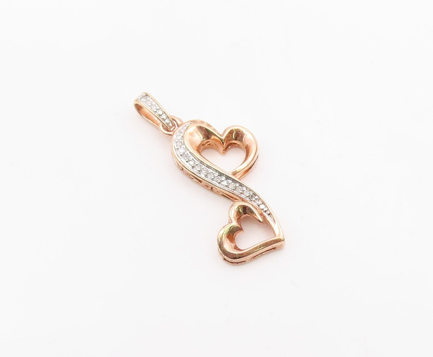 925 Sterling Silver  Vintage Genuine Diamonds Infinity Heart Pendant  PT19963