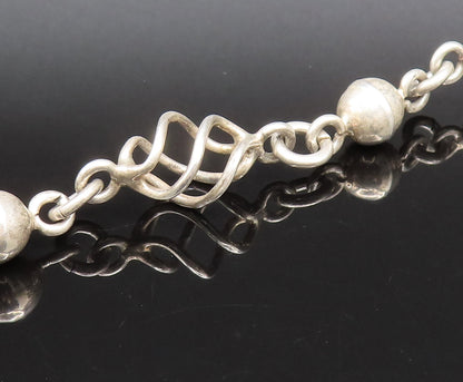 MEXICO 925 Sterling Silver Vintage Bead Ball & Spiral Wire Necklace  NE4022