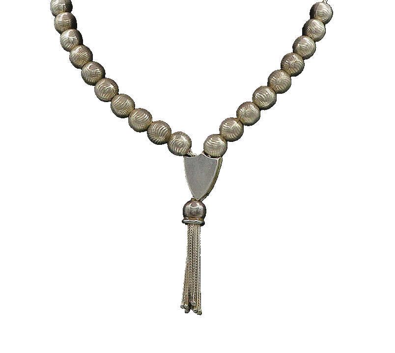 925 Sterling Silver  Vintage Shiny Tassel Ends Etched Prayer Beads  TR2492