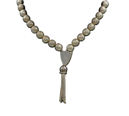 925 Sterling Silver  Vintage Shiny Tassel Ends Etched Prayer Beads  TR2492
