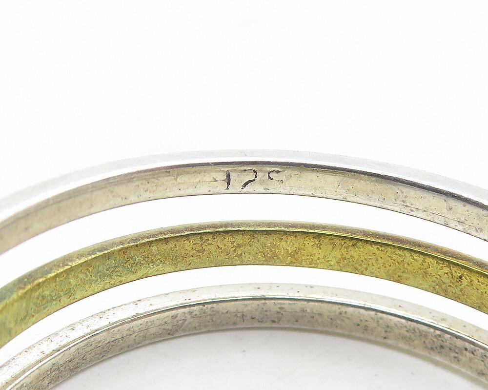 MEXICO 925 Sterling Silver  Vintage Two Tone Shiny J Hoop Earrings  EG6222