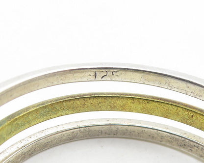 MEXICO 925 Sterling Silver  Vintage Two Tone Shiny J Hoop Earrings  EG6222
