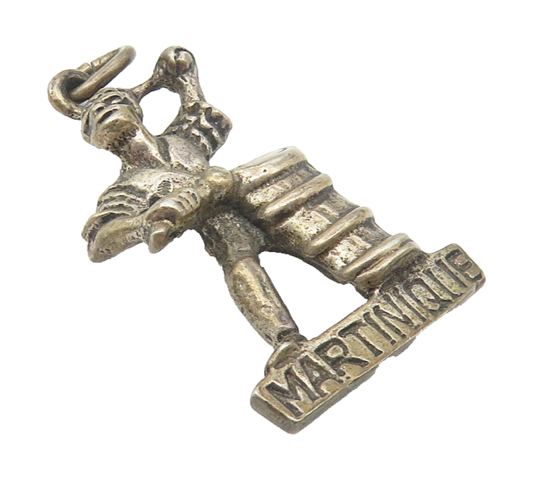 925 Sterling Silver  Vintage Dark Tone Martinique Drummer Pendant  PT8684