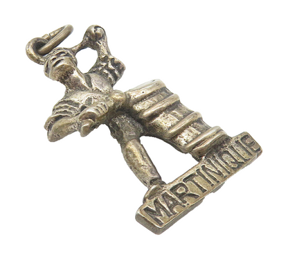 925 Sterling Silver  Vintage Dark Tone Martinique Drummer Pendant  PT8684