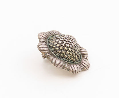 925 Sterling Silver Vintage Earrings JOHN HARDY Woven Sunflower Clip On  EG13790